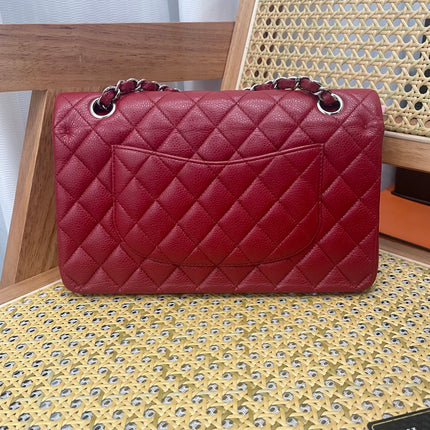 Chanel Classic Flap Medium 2011 Burgundy Caviar Leather Silver Hardware