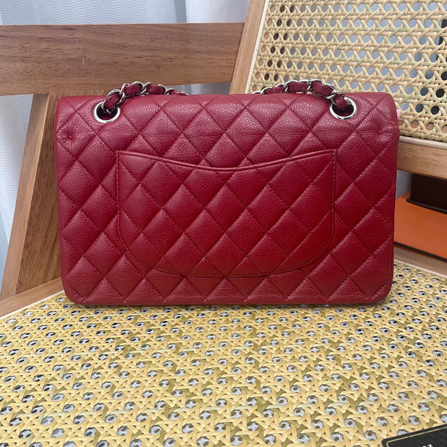Chanel Classic Flap Medium 2011 Burgundy Caviar Leather Silver Hardware