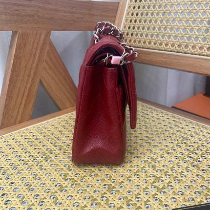 Chanel Classic Flap Medium 2011 Burgundy Caviar Leather Silver Hardware