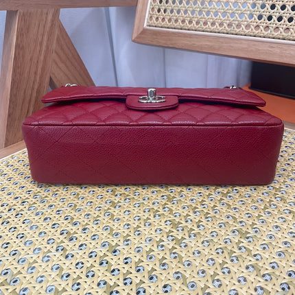 Chanel Classic Flap Medium 2011 Burgundy Caviar Leather Silver Hardware