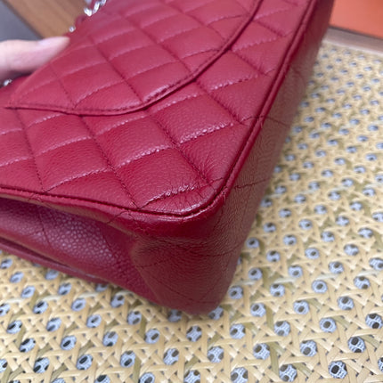 Chanel Classic Flap Medium 2011 Burgundy Caviar Leather Silver Hardware