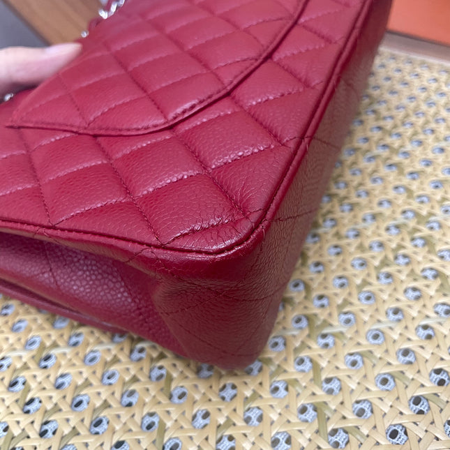 Chanel Classic Flap Medium 2011 Burgundy Caviar Leather Silver Hardware