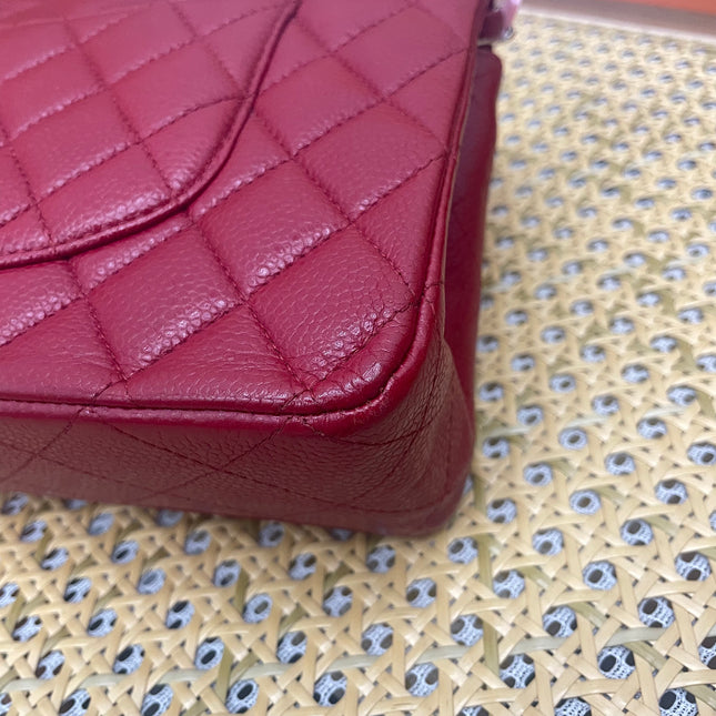 Chanel Classic Flap Medium 2011 Burgundy Caviar Leather Silver Hardware