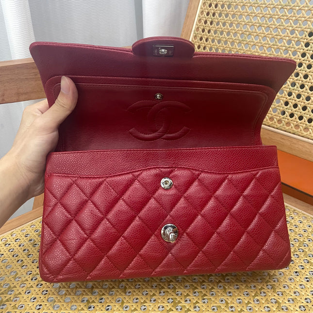 Chanel Classic Flap Medium 2011 Burgundy Caviar Leather Silver Hardware