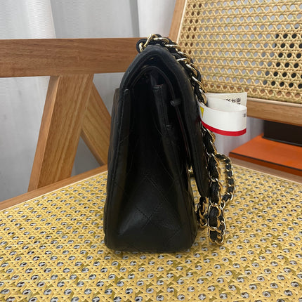 Chanel Classic Flap Jumbo Black Lambskin Leather Double Flap Gold Hardware, 2011