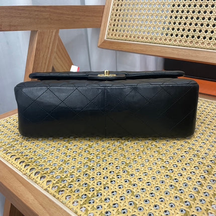 Chanel Classic Flap Jumbo Black Lambskin Leather Double Flap Gold Hardware, 2011