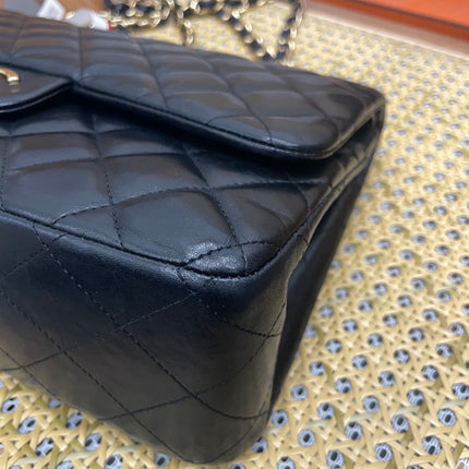 Chanel Classic Flap Jumbo Black Lambskin Leather Double Flap Gold Hardware, 2011