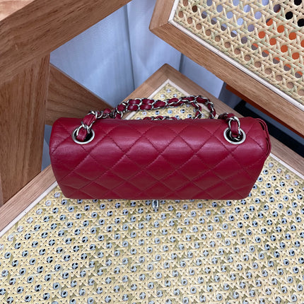 Chanel Classic Flap Mini 2012-13 Red Lambskin Leather Silver Hardware