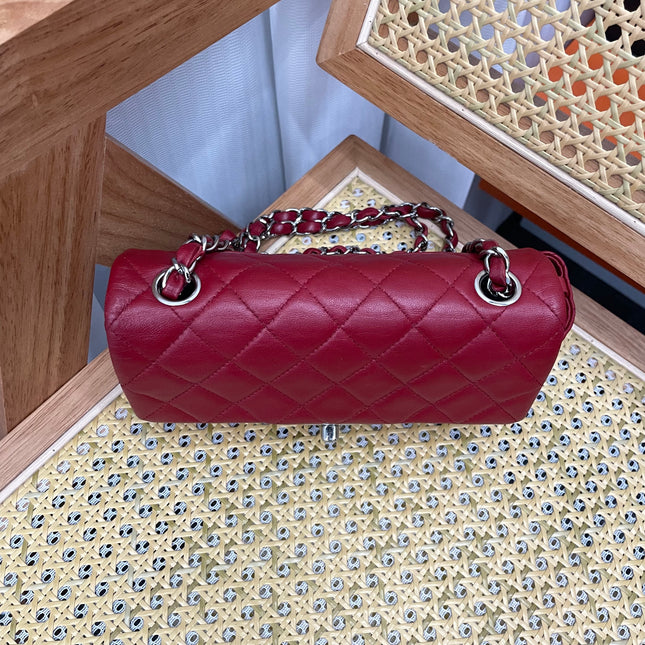 Chanel Classic Flap Mini 2012-13 Red Lambskin Leather Silver Hardware