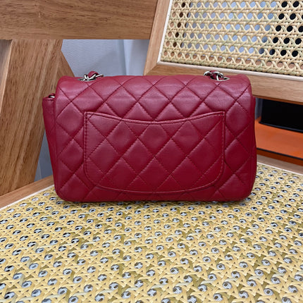 Chanel Classic Flap Mini 2012-13 Red Lambskin Leather Silver Hardware