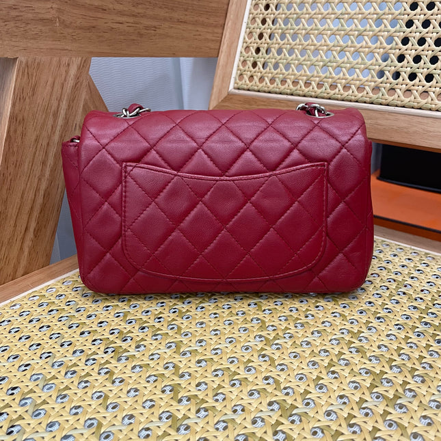 Chanel Classic Flap Mini 2012-13 Red Lambskin Leather Silver Hardware