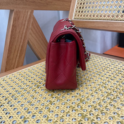 Chanel Classic Flap Mini 2012-13 Red Lambskin Leather Silver Hardware