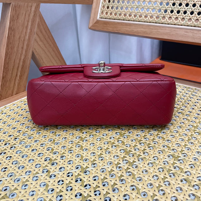 Chanel Classic Flap Mini 2012-13 Red Lambskin Leather Silver Hardware