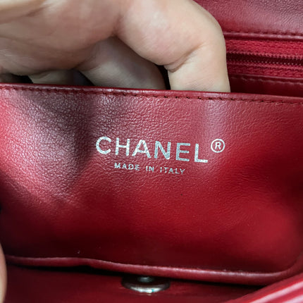 Chanel Classic Flap Mini 2012-13 Red Lambskin Leather Silver Hardware