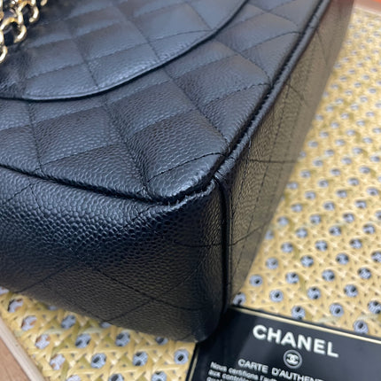 Chanel Classic Flap Maxi 2011 Black Caviar Leather Double Flap Gold Hardware