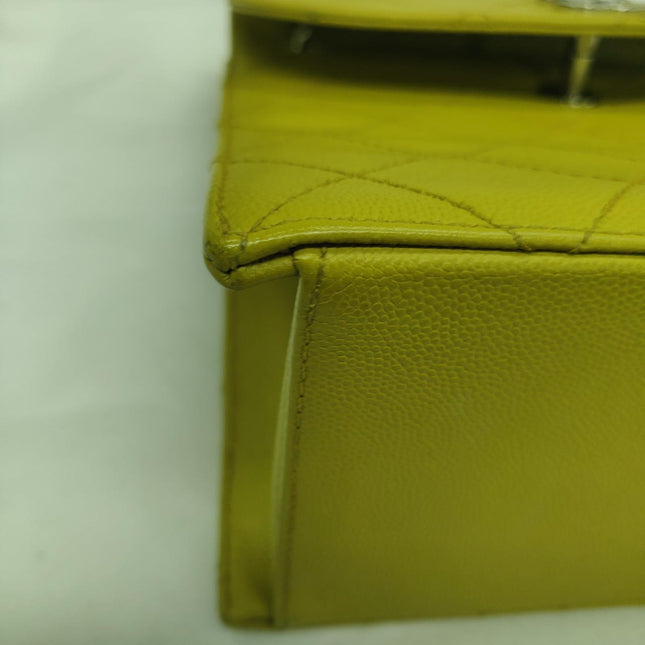 Chanel Vintage Kelly Flap Bag Yellow Caviar Leather 24k Gold Hardware 1997-1999