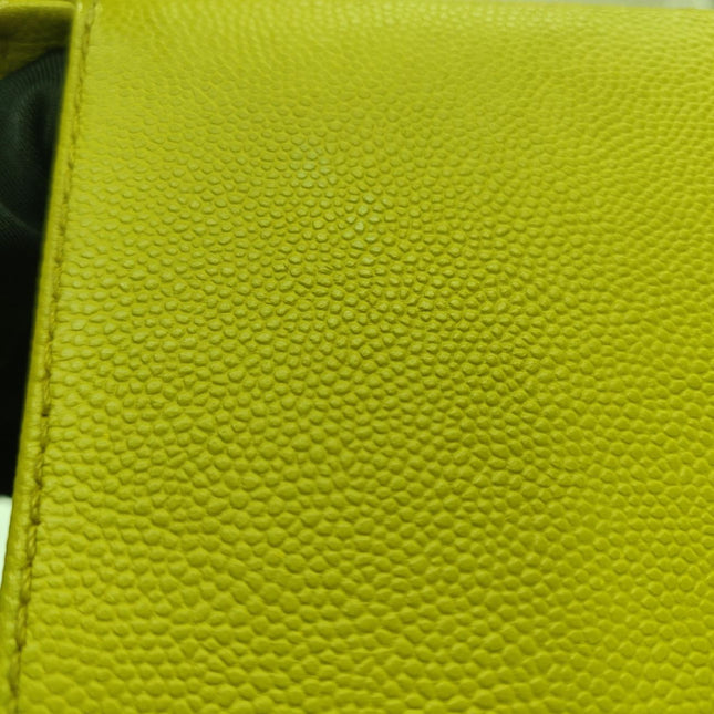 Chanel Vintage Kelly Flap Bag Yellow Caviar Leather 24k Gold Hardware 1997-1999