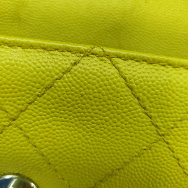 Chanel Vintage Kelly Flap Bag Yellow Caviar Leather 24k Gold Hardware 1997-1999