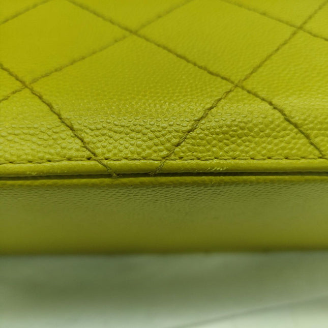 Chanel Vintage Kelly Flap Bag Yellow Caviar Leather 24k Gold Hardware 1997-1999