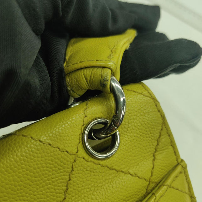 Chanel Vintage Kelly Flap Bag Yellow Caviar Leather 24k Gold Hardware 1997-1999