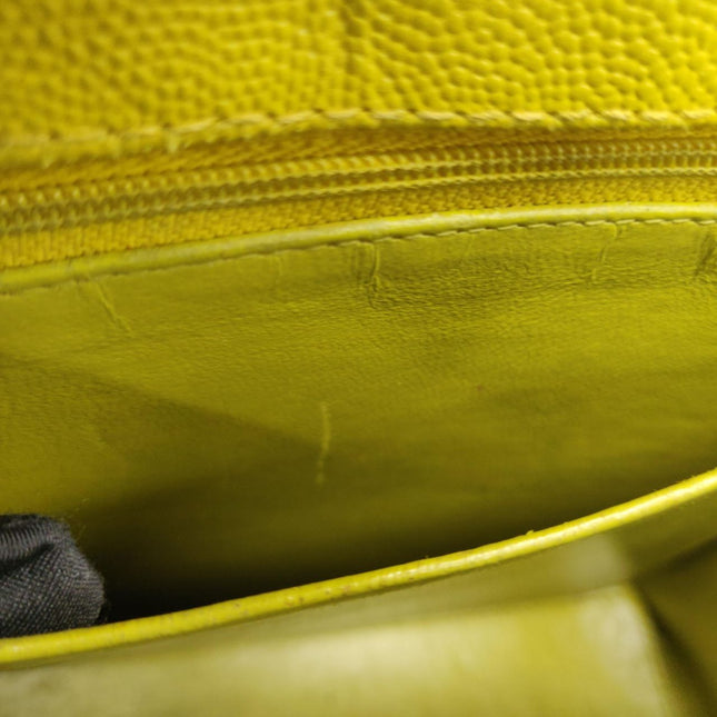 Chanel Vintage Kelly Flap Bag Yellow Caviar Leather 24k Gold Hardware 1997-1999