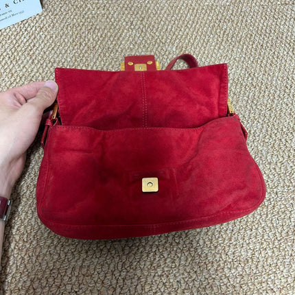 Sac bandoulière FENDI Baguette en velours monogramme FF doré