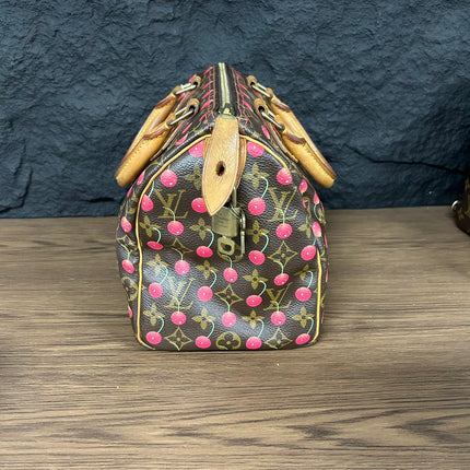 Sac bandoulière Louis Vuitton x Takashi Murakami Speedy 25 Cerises en Monogram