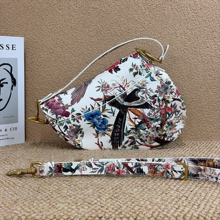 Sac à main Dior Saddle Medium en cuir grainé blanc 2021