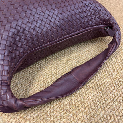 Sac Bottega Veneta Veneta Hobo en cuir bordeaux Maxi 50cm