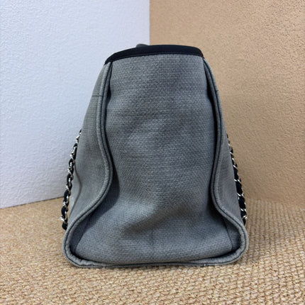 Chanel Deauville Tote Medium Navy Denim Top Handle