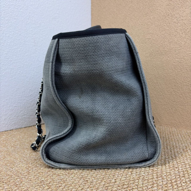 Chanel Deauville Tote Medium Navy Denim Top Handle