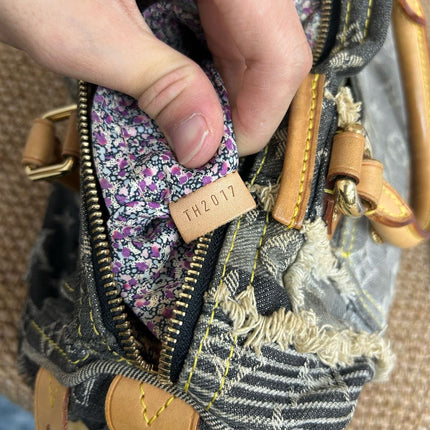 Louis Vuitton Patchwork Speedy 30 Grey Black Denim Handbag