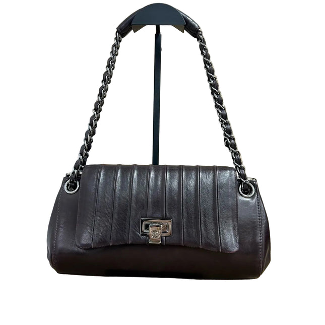 Chanel Vertical Quilted Small Accordion Flap Bag Dark Brown-Luxbags