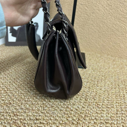 Chanel Vertical Quilted Small Accordion Flap Bag Dark Brown