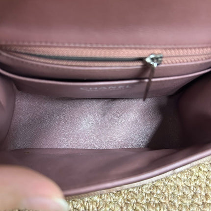 Chanel Classic Flap Mini Square Copper Brown Patent Leather Silver Hardware Crossbody Bag