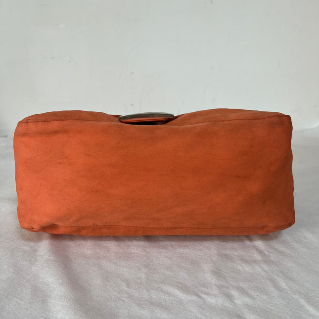 Fendi Mamma Baguette Vintage Orange Cloth Silver Hardware Shoulder Bag