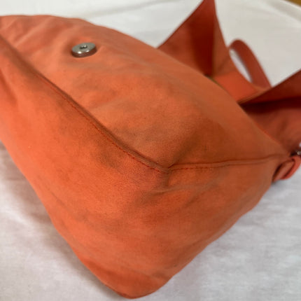 Fendi Mamma Baguette Vintage Orange Cloth Silver Hardware Shoulder Bag