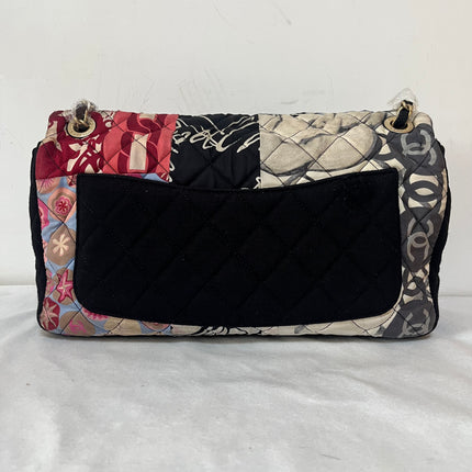 Chanel Jumbo Quilted Multicolor Patchwork Jersey Flap Bag