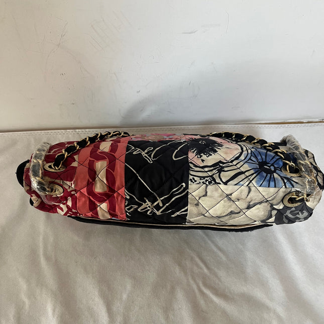 Chanel Jumbo Quilted Multicolor Patchwork Jersey Flap Bag