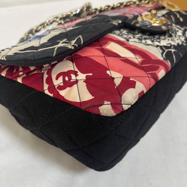 Chanel Jumbo Quilted Multicolor Patchwork Jersey Flap Bag