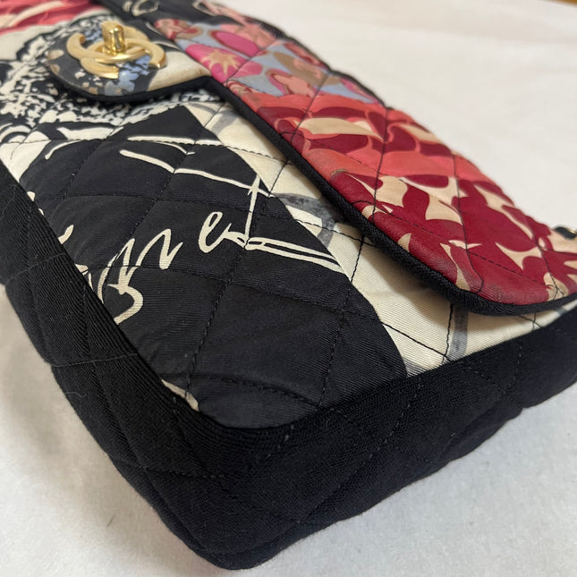 Chanel Jumbo Quilted Multicolor Patchwork Jersey Flap Bag