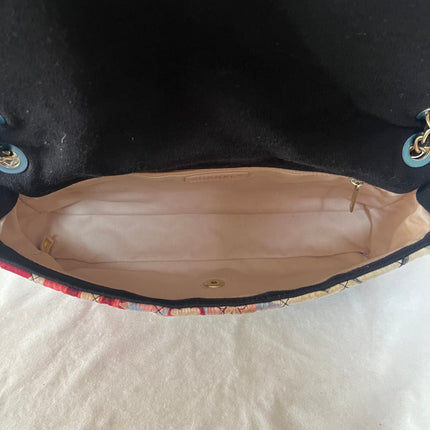 Chanel Jumbo Quilted Multicolor Patchwork Jersey Flap Bag