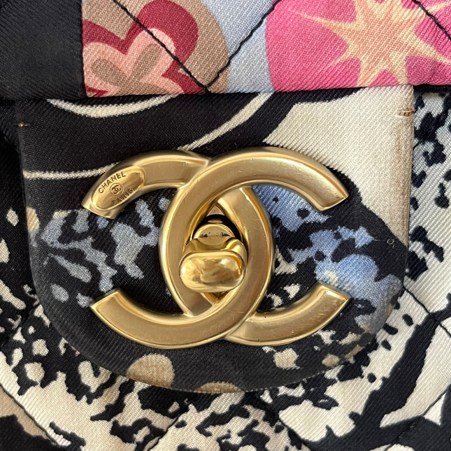 Chanel Jumbo Quilted Multicolor Patchwork Jersey Flap Bag