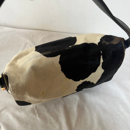 Fendi Mamma Baguette Large Pony hair in Cow Print Black and White