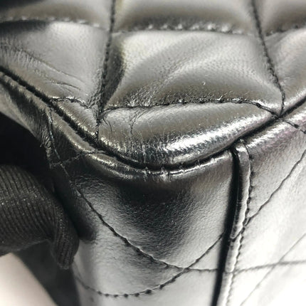 Chanel Classic Flap Maxi 2011 Black Lambskin Leather Double Flap Silver Hardware