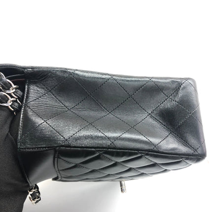 Chanel Classic Flap Maxi 2011 Black Lambskin Leather Double Flap Silver Hardware
