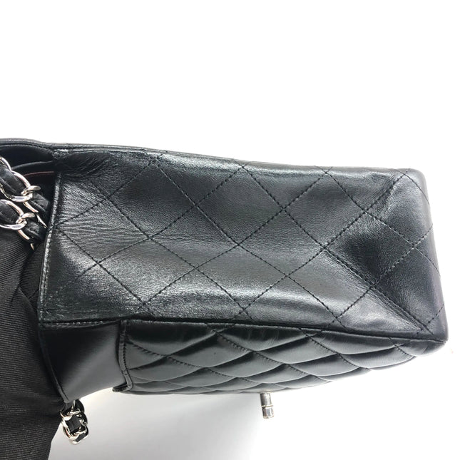 Chanel Classic Flap Maxi 2011 Black Lambskin Leather Double Flap Silver Hardware
