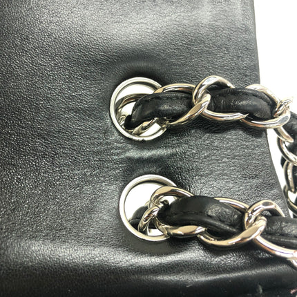 Chanel Classic Flap Maxi 2011 Black Lambskin Leather Double Flap Silver Hardware
