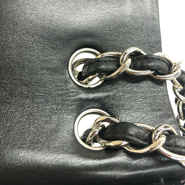 Chanel Classic Flap Maxi 2011 Black Lambskin Leather Double Flap Silver Hardware
