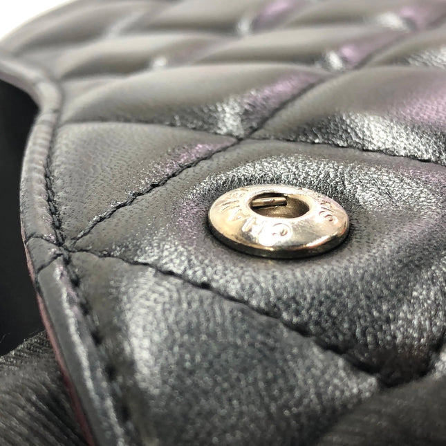 Chanel Classic Flap Maxi 2011 Black Lambskin Leather Double Flap Silver Hardware